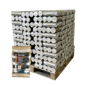 Blazers Fuel Logs Full Pallet – premium eco wood fuel for stoves and boilers, available in bulk with global delivery from Blazers Fuels EU
